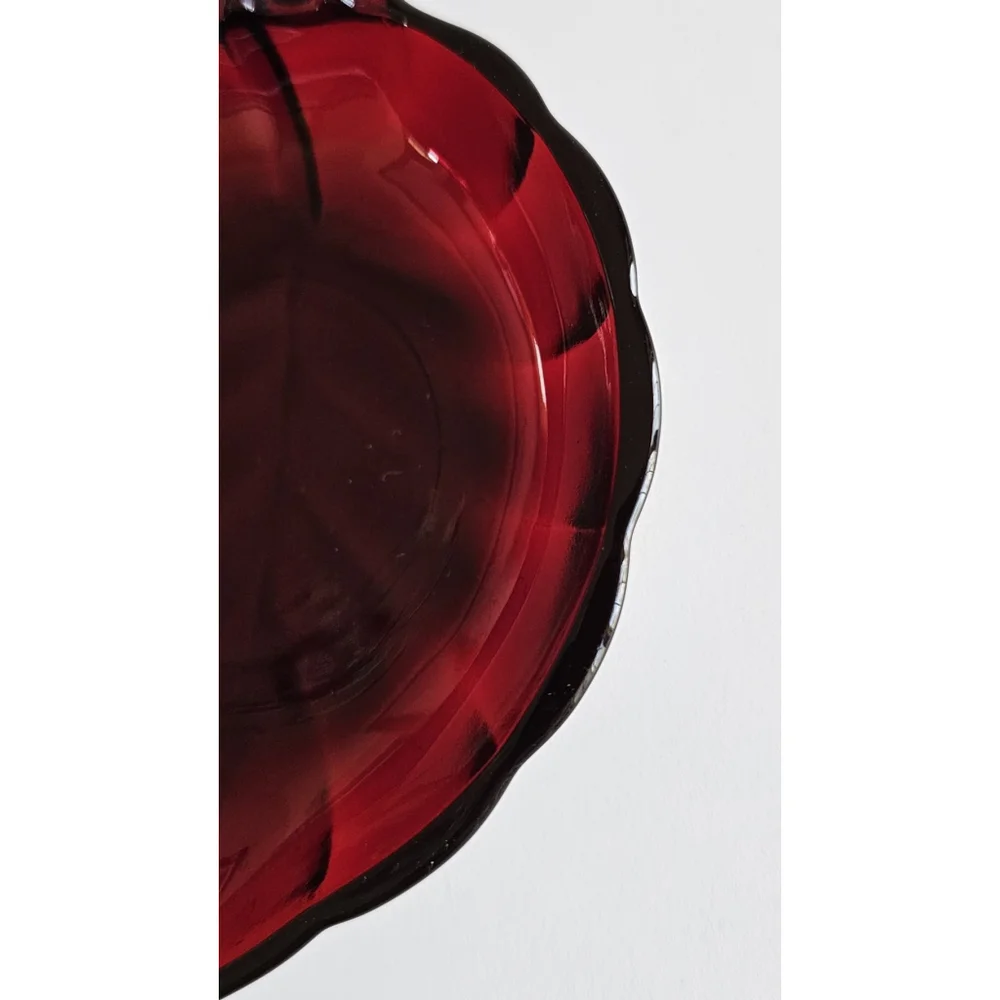 1940's Anchor Hocking Royal Ruby Red Grape Leaf Ashtray Model Vintage